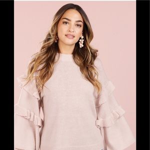 Mud Pie Ramsey Ruffle sleeve blush sweater SzS